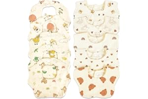 DOSMINE Muslin Baby Bibs Baby Drooling Bibs Snap Bibs Unisex Cartoon Bibs Cotton Baby Drool Bibs for Teething Feeding Bibs