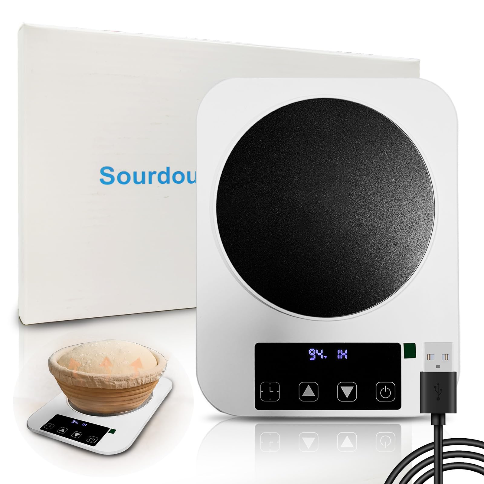 Photo 1 of Upgraded Sourdough Starter Warmer, 12-Hour Timer Sourdough Warmer with USB Plug, Precise 1°F Thermostat Control (70-100°F) Sourdough Warming Mat, Game Changer for Home Kitchen (White)