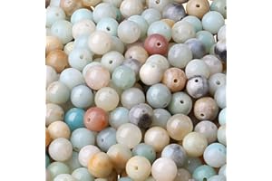 LAIDANLA Mixedcolor Amazonite 8mm Natural Stone Beads Round Loose Gemstone Stone Beads for DIY Bracelet Necklace Earrings Jewelry Making Polishing Genuine Real Stone Beading 96PCS 2 Strand 32"
