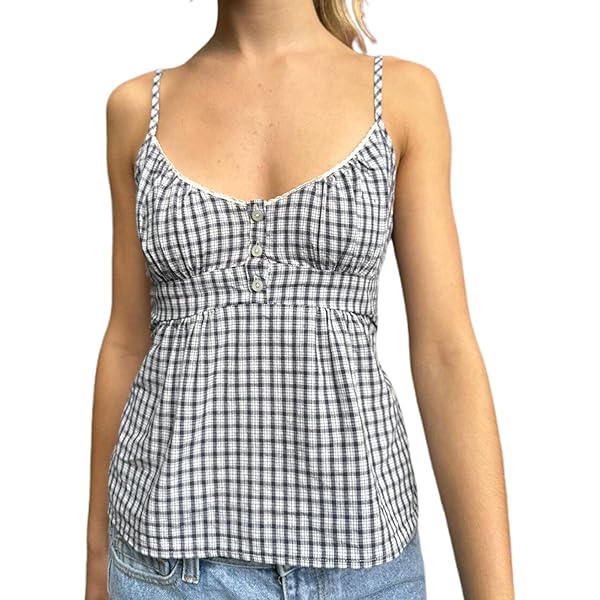 Women Plaid Smocked Peplum Tube Tops Summer Gingham Strapless