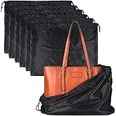 PlasMaller Dust Cover Storage Bags Silk Cloth with Drawstring Pouch For Handbags Purses Pocketbooks Shoes Boots Set of 6, Black (23.6 x 19.6 in)