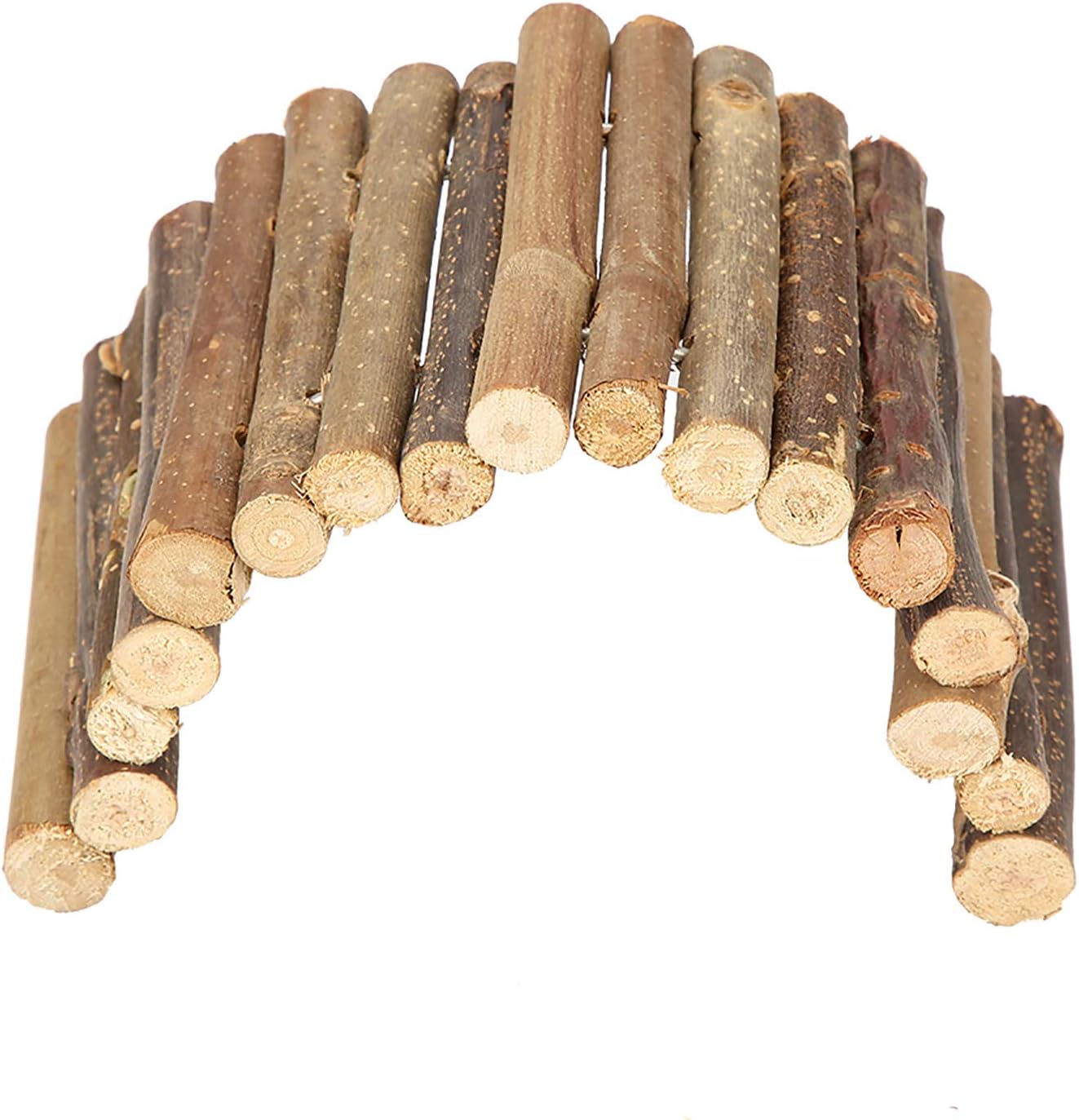 Hamster Bridge, Wooden Bridge Ladder House Small Animal Chew Toy for Reptile Mice Rodents(S), Brown