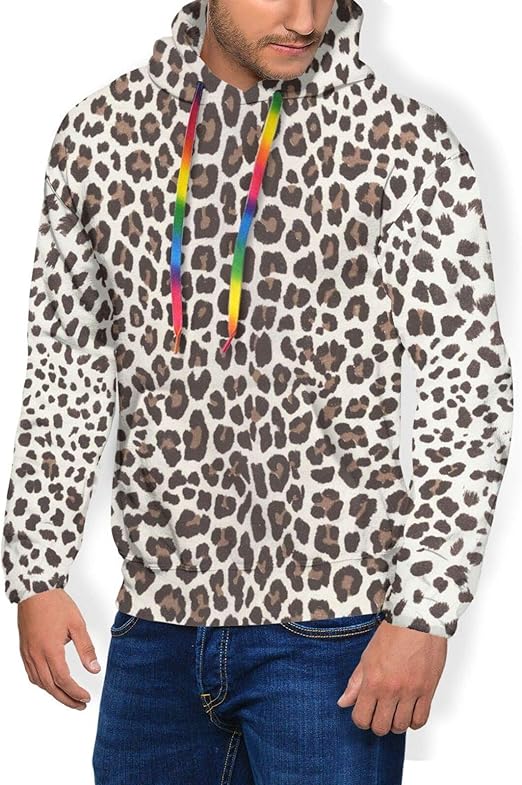 Sexy Leopard Print Hoodies Men's Active Hoodies Plus Velvet Thickening 