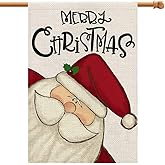 Merry Christmas House Flags 28x40 Double Sided, Santa Claus Yard Large Flag Burlap, Xmas Winter Outdoor Porch Lawn Decor DF004
