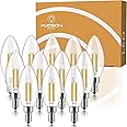 Dimmable E12 LED Candelabra Bulb Set - 4W, 40W Equivalent - 2700KWarm Light Vintage Style Candle Lightbulb for Chandelier, Ceiling Fan, Sconce, Desk Lamp or Porch Lights Torpedo Top (Pack of 12)