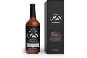 LAVA All Natural Authentic Michelada Mix Craft Cocktail Mixer, Made with Real Tomatoes, Ancho Chile Peppers, Tamarind, No Junk Ingredients, Vegan, 1-Liter (33.8oz) Glass Bottle, Ready to Use