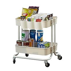 2-Tier Utility Rolling Cart Storage Sofa Side Table
