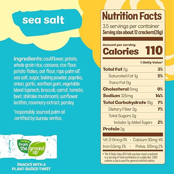 FROM THE GROUND UP SEA SALT CAULIFLOWER SNACKING CRACKERS, 3.5 OZ