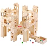 Wooden Marble Run for Kids Ages 4-8 &ndash; 80 Pieces Marble Rush Track Maze Construction Toy, STEM Building Blocks, Educational Gift for Boys &amp; Girls