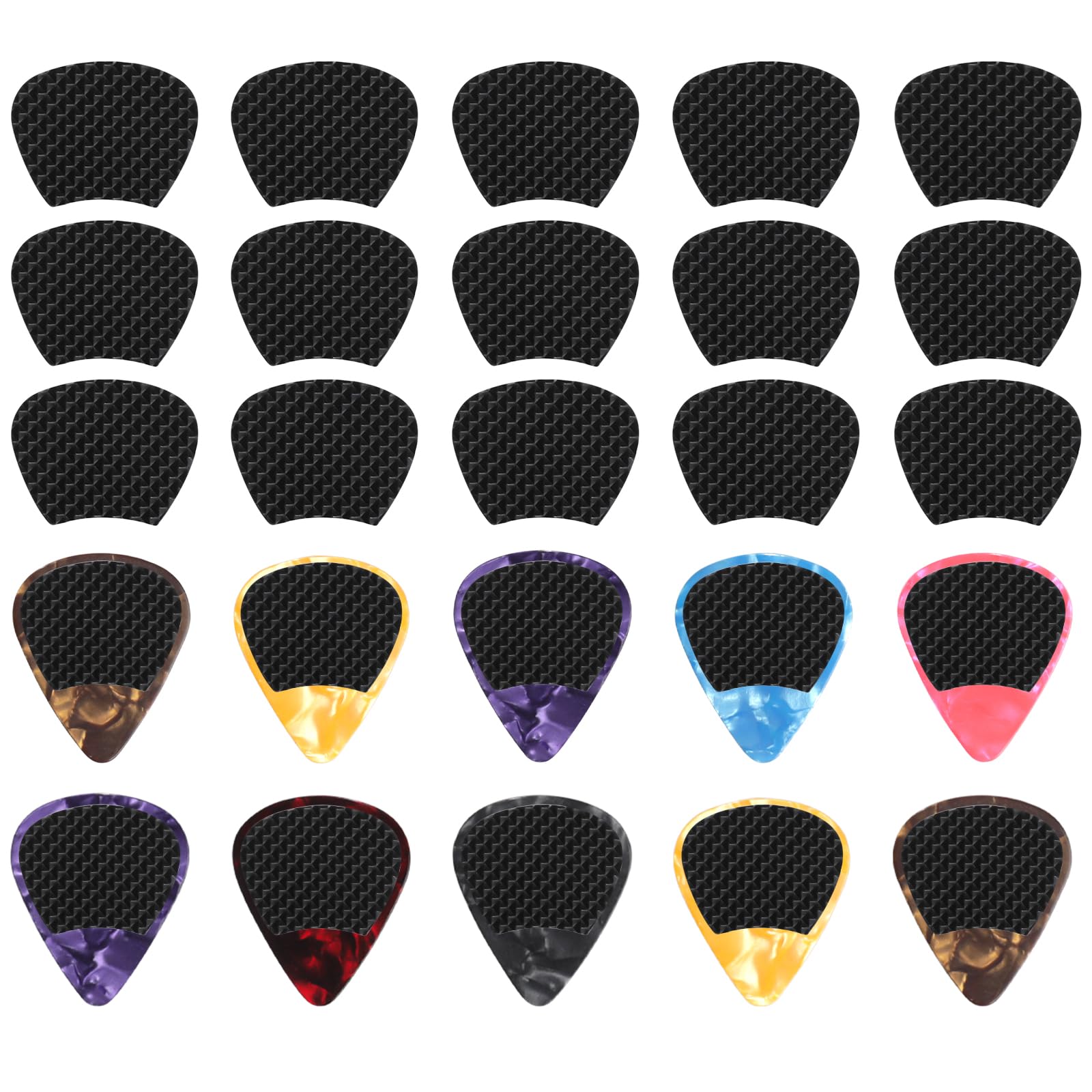 Photo 1 of 60pcs Black Guitar Pick Grips & 10picks - 0.3mm/0.012in Thin Anti-slip Grips for Guitar Picks
