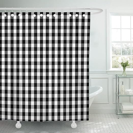 Amazon Com Emvency Shower Curtain Curtains Plaid Black And White
