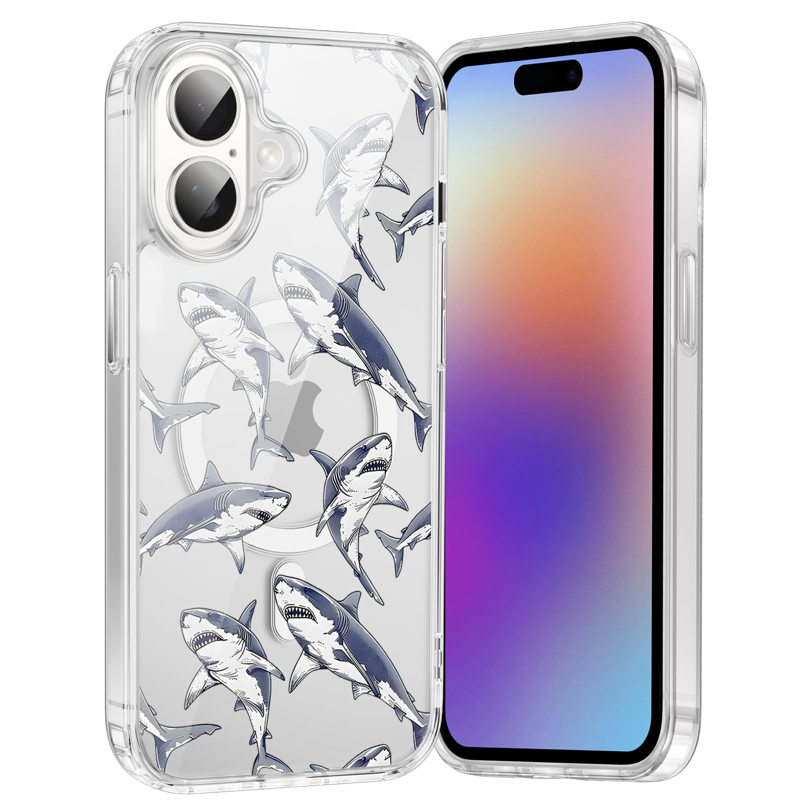 Photo 1 of Vulfwela Cute Clear Blue Whale Shark Magnetic Phone Case for iPhone 17 6.3", Compatible with MagSafe, Aesthetic Summer Ocean Pattern Cover Slim Soft TPU Shockproof Protective Funda for Women Girls