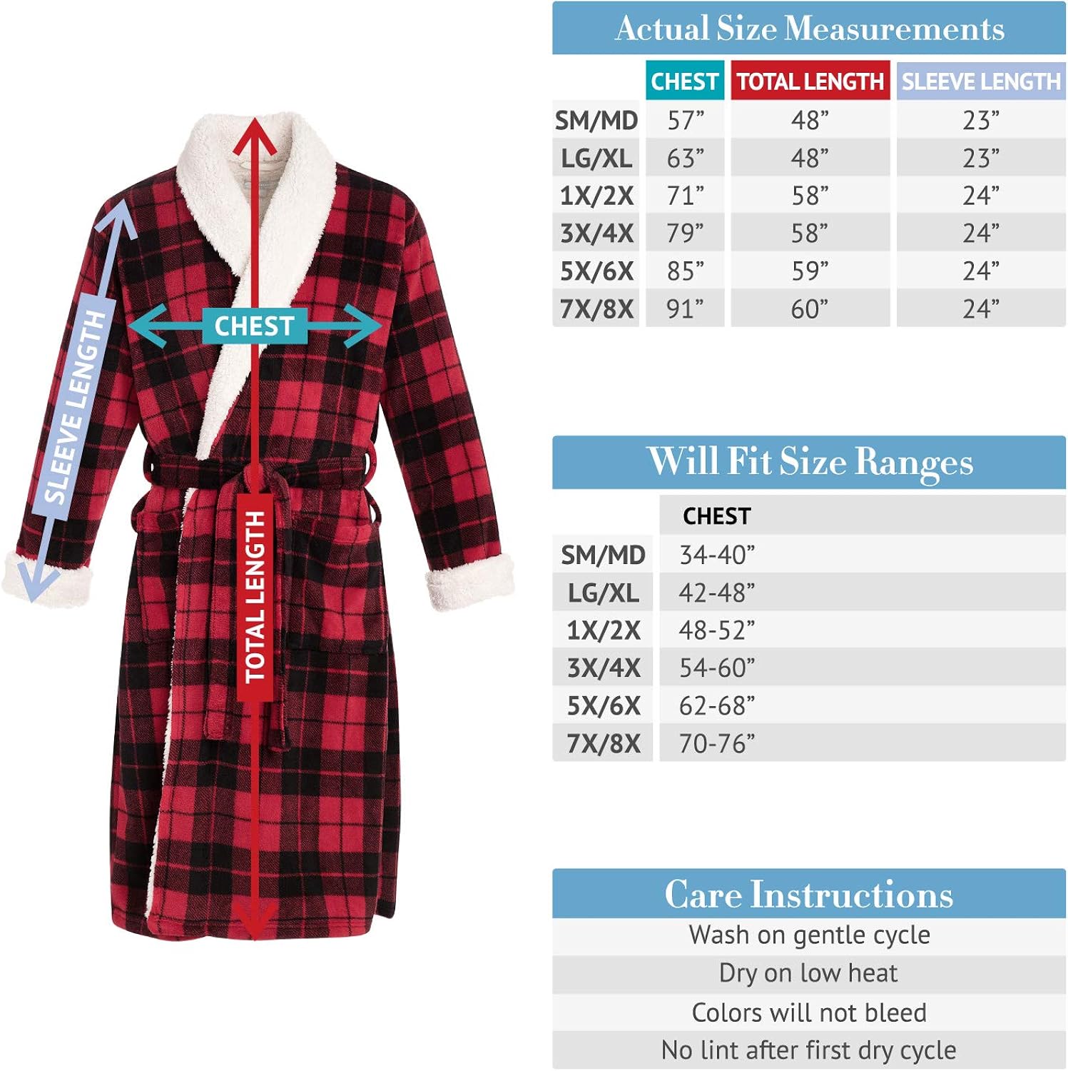 Alexander Del Rossa Men's Warm Fleece Robe, Plush Bathrobe at  Men’s Clothing store