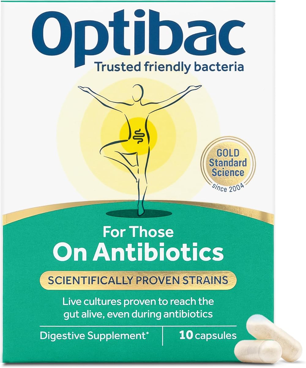 OptiBac Probiotics For Those On Antibiotics - Vegan Digestive Capsule 4.5B CFU