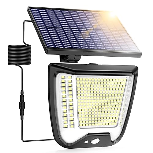 spqment Outdoor Solar Powered Security Lights: 288 LED Solar Outdoor Garden Flood Light 3 Motion Sensor Mode Outside Solar Panel Floodlight 270° Lighting IP65 Waterproof for Garden Shed Yard Porch