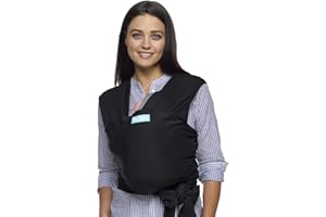 Moby Baby Wrap Carrier Evolution for Newborns to Toddlers (8-33lbs), Infant Sling Carrier, Lightweight & Hands Free Design, Adjustable for All Body Types, Baby Registry Gift (Black)