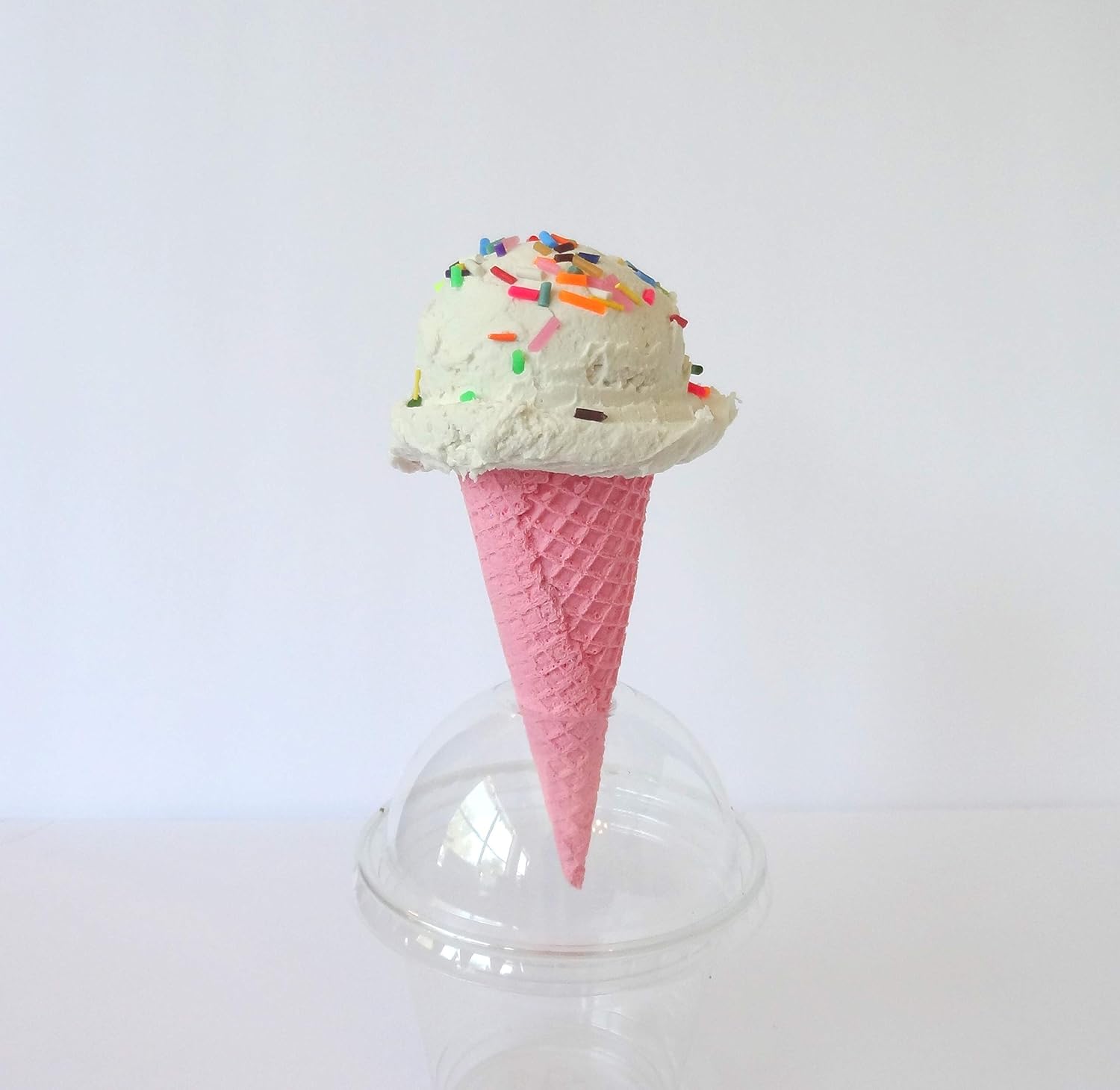 Amazon Com Fake Ice Cream Single Scoop Vanilla With Sprinkles Realistic Faux Sugar Cone Prop Decor Handmade