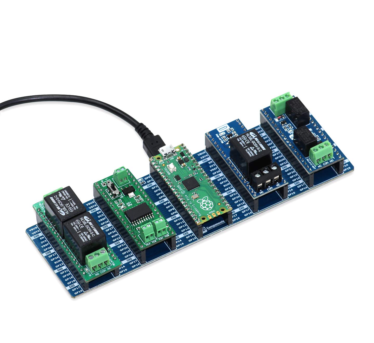 sb components Raspberry Pi Pico Board with 4 Channel Expander (Blue) Expansion board designed for Raspberry Pi Pico to expand and build powerful products