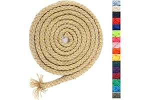 ALICE CATHERINE 5mm * 295ft Macrame Cord Natural Cotton Rope 8 Strand Braided Cotton String for Craft Knitting Thread for Wall Hanging and DIY Crafts(KK)