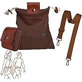 Foraging Bag with Front Pockets & Adjustable Shoulder Strap Canvas Foraging Pouch for Hiking, Bushcraft, Collapsible Belt Bag for Collecting Mushrooms, Rocks