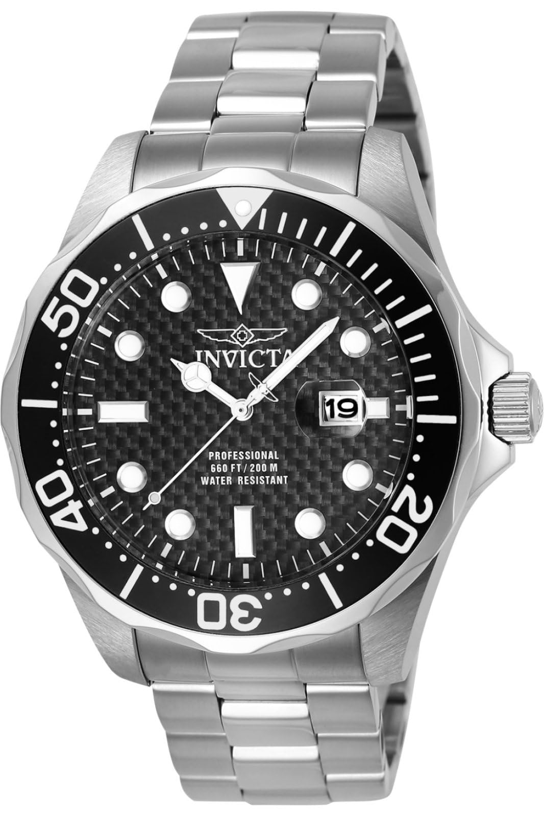 Invicta Pro Diver 12562 Men's Watch - Waterproof - Analogue - Quartz Movement - stainless steel with Black dial - 47mm