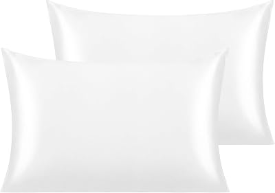 NTBAY Silk Satin Pillowcases 50x75cm - 2 Pack White for Hair & Skin