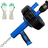 Drain Auger 33Ft, Auto-Feed Drain Snake Hair Drain Clog Remover, Blue | Drill Adapter for Quickly Unclogging, Long Flexible Plumbing Snake for Deep Pipe Clog, Bathroom Shower, Bathtub, Kitchen Sink