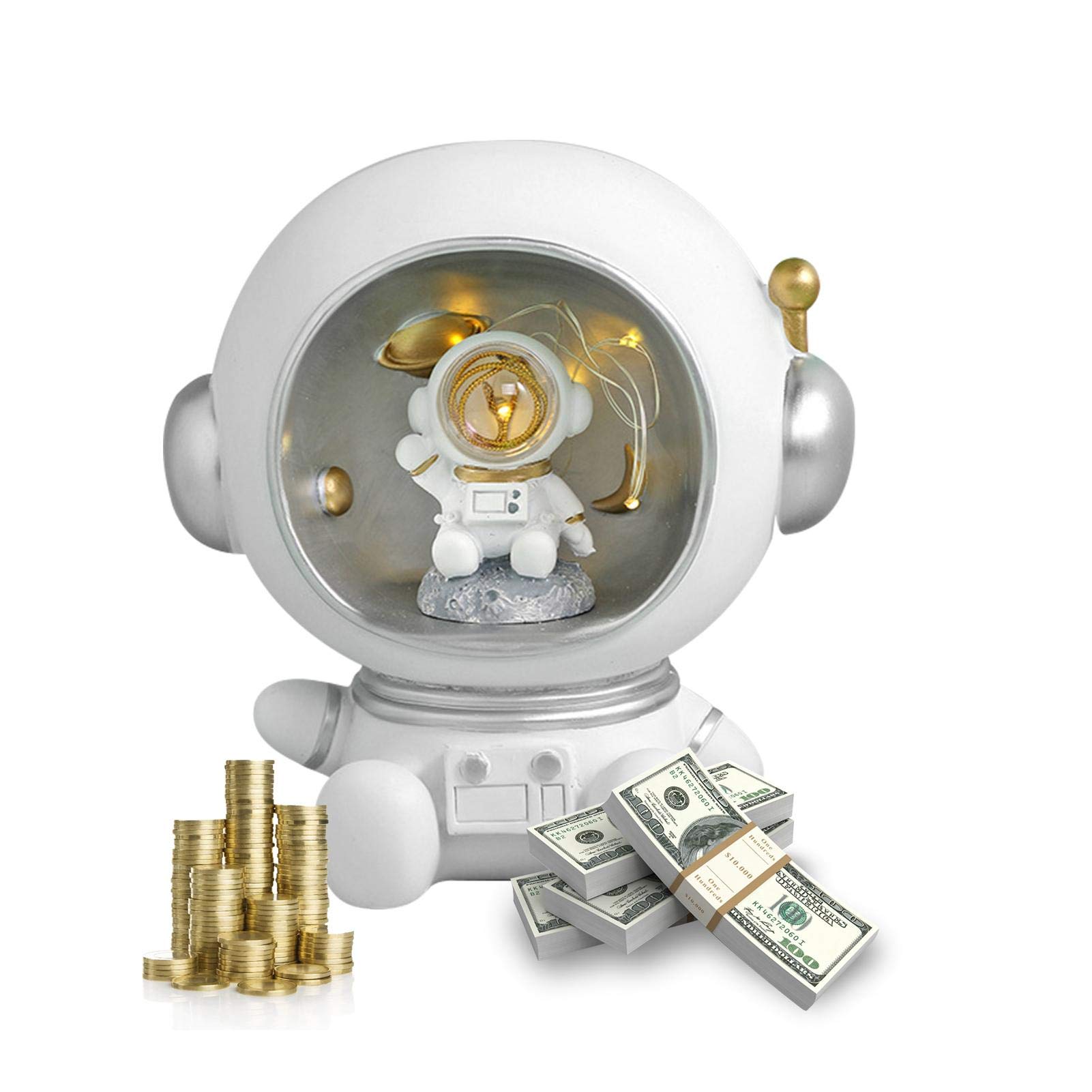 Piggy Bank Decoration, Astronaut Night Lamp Ornament Kids Boy Birthday Gift Living Room Bedroom Deco