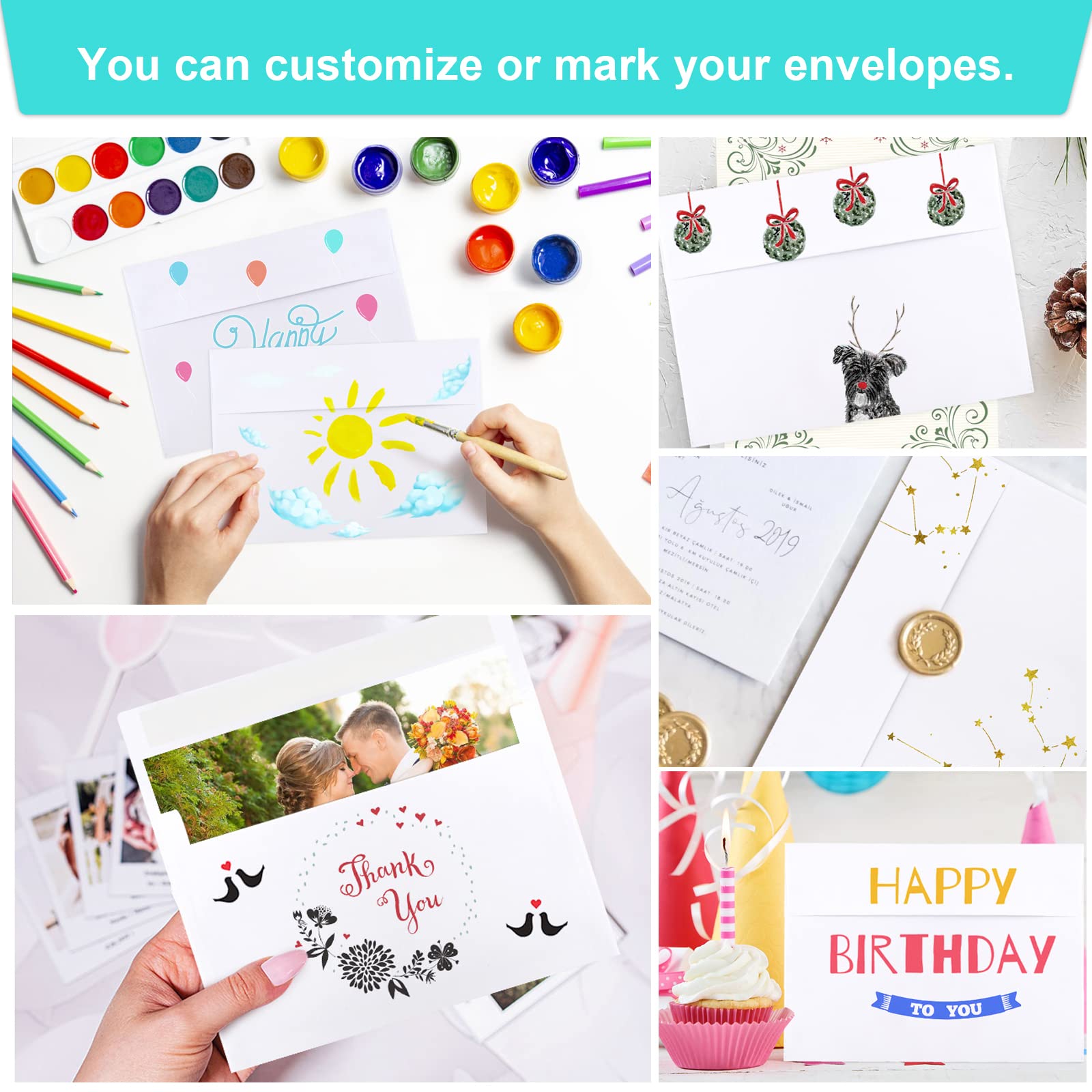 Mua 50 Packs 5x7 Envelopes, White A7 5x7 Envelopes for Invitations ...