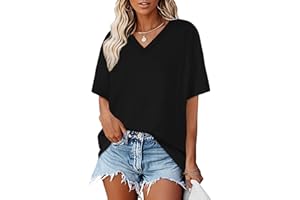 CHICALLURE Oversized Tshirt Women V Neck Basic Tops Short Sleeve Summer Casual Loose Tees