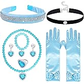 mifengda Girls Costume Accessories Princess Dress Up Headband Glove Blue Girls Halloween Party Cosplay Headband for Halloween Costume Christmas Party Presents