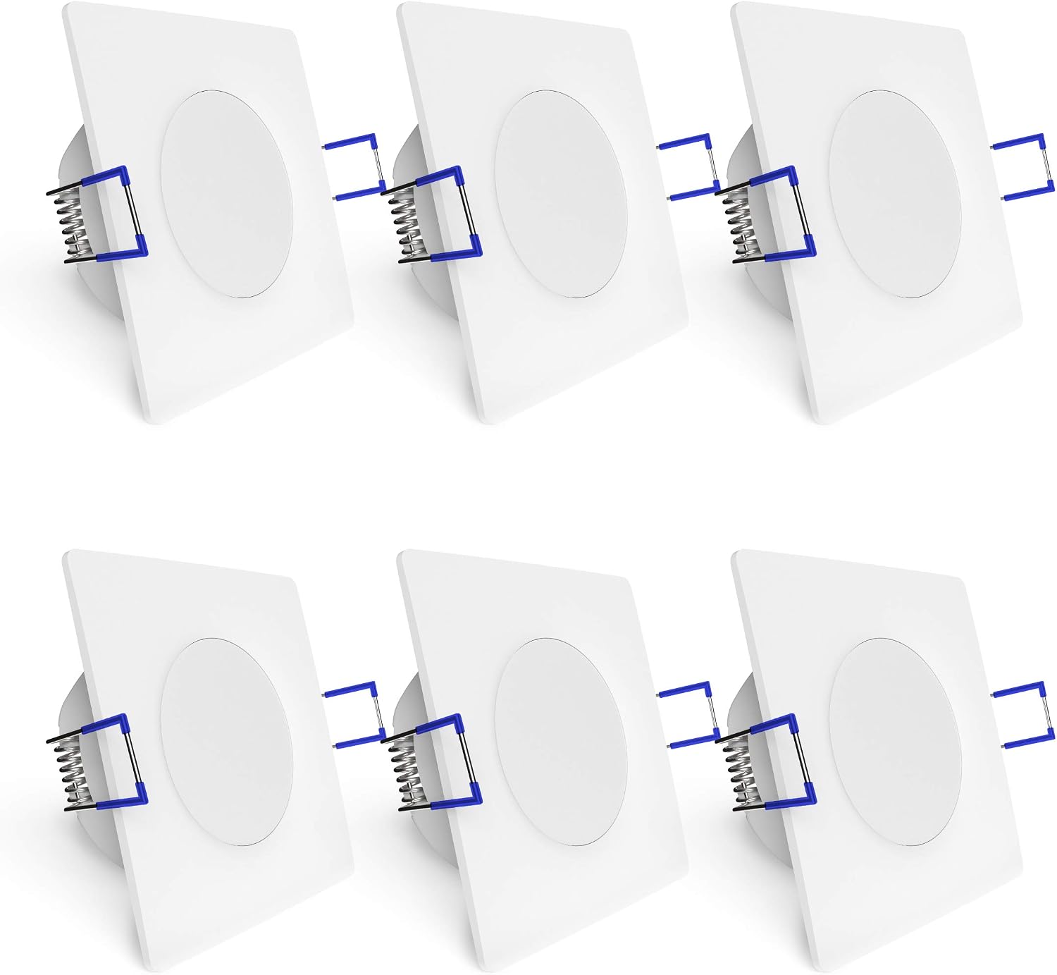 linovum® Weevo Set of 6 Recessed Spotlights LED Bathroom Square 3.5 W Warm White 230 V IP44 Ceiling Light Extra Flat Installation 29 mm