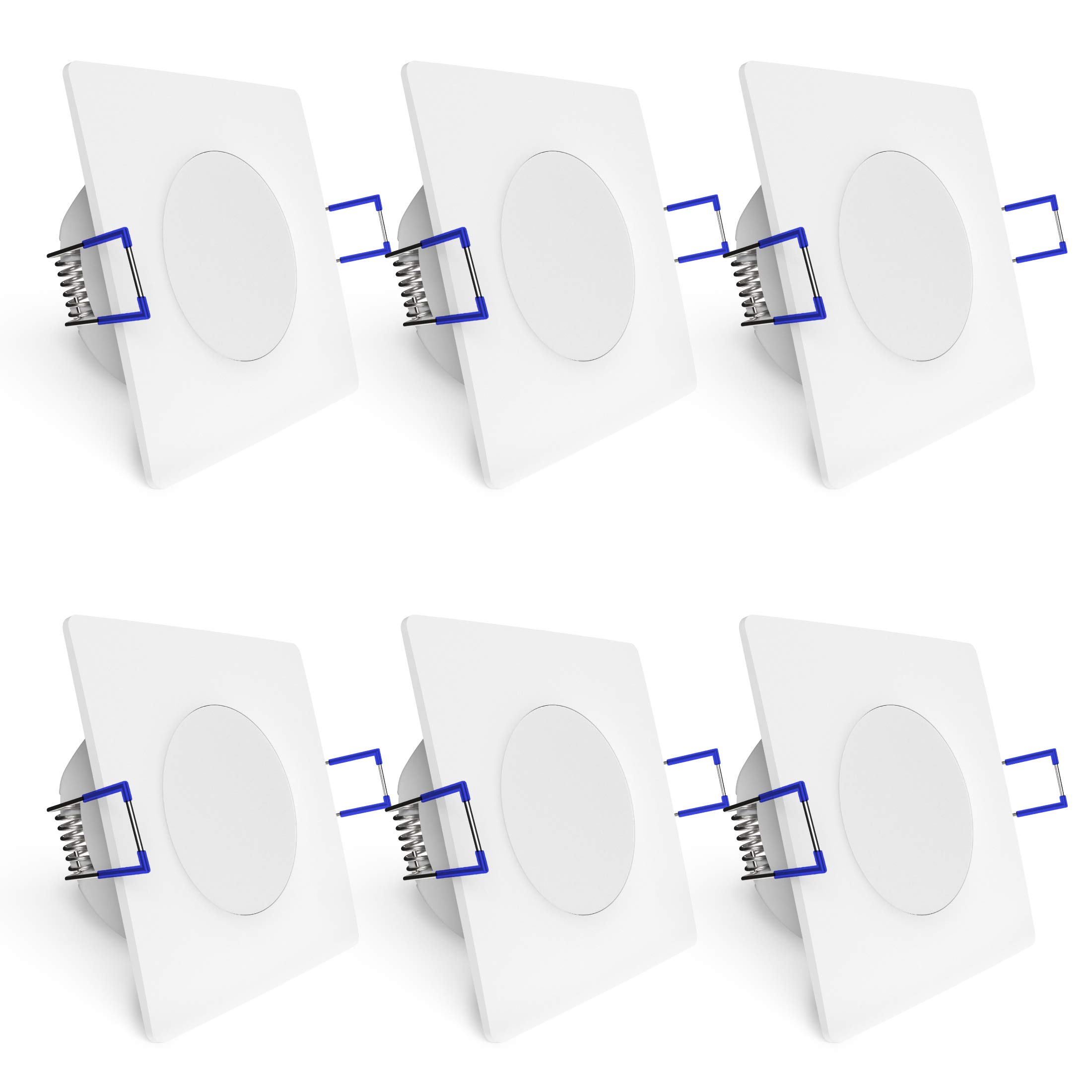 linovum Weevo Set of 6 Square Ceiling Spotlights - 3.5 W Neutral White 230 V for Bathroom and Outdoor Use IP44 Very Flat Installation 29 mm