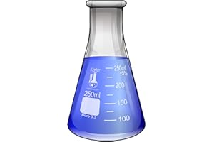 250ml Narrow Mouth Erlenmeyer Flask, 3.3 Borosilicate Glass, Karter Scientific 213G28 (Single)