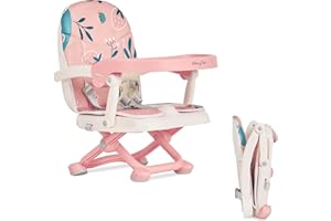 Dream On Me Munch N Go Booster Seat for Dining Table, Lightweight Compact Fold Travel Booster Seat, 3-in-1 Convertible, Four Level Height Adjustment and Easy Tray Removal