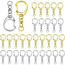 Roctee 70 Pcs Jump Rings D-snap Hook Split Key Ring Keychain