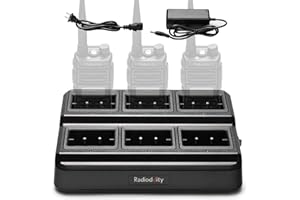 Radioddity GM-30 GMRS Handheld Radio Six-Way Charger Multi-Unit Charger Station, Compatible for BL-13UV Battery, Use for TD-H5 P15UV UV-88 RT-85 GM-15 MU-5, 1 Set