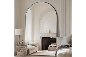 MELOMOIR Arched Full Length Mirror, 44"x72" Oversized Floor Mirror Freestanding, Large Full Body Mirror for Bedroom Living Room, Tempered Glass, Black