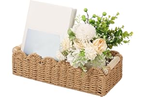 Woven Toilet Paper Basket, Toilet Basket Tanks Topper, Handmade Woven Baskets, Desktop Storage Bins for Bathroom Living Room 