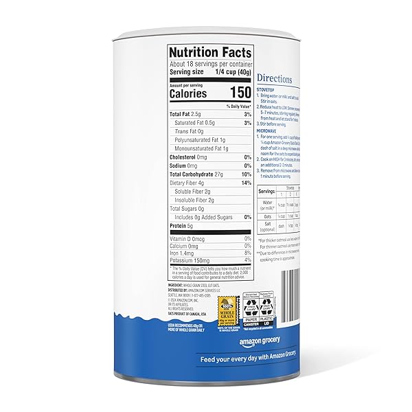 AMAZON GROCERY, STEEL CUT QUICK OATS, 25 OZ (PREVIOUSLY HAPPY BELLY, PACKAGING MAY VARY)