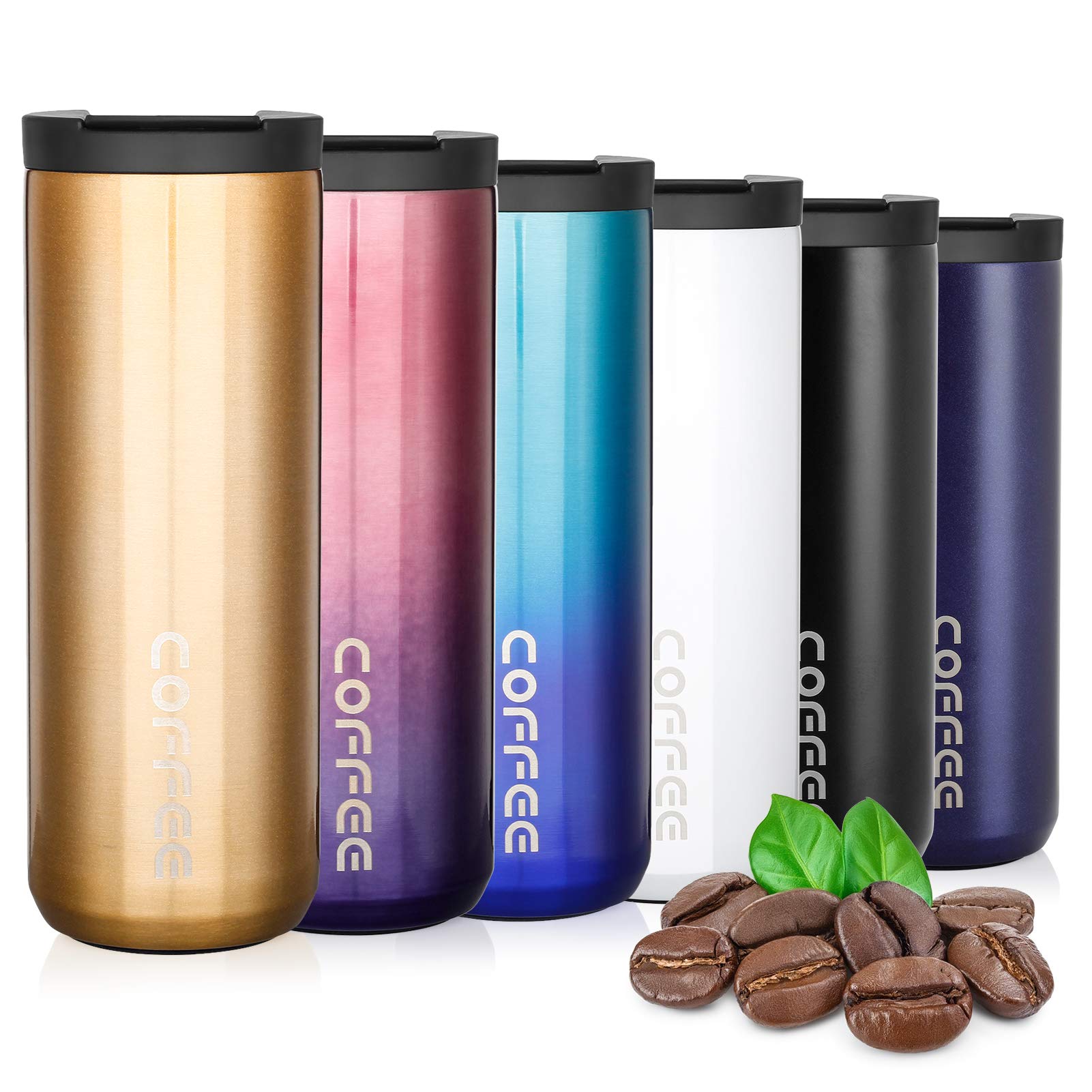 Lalafancy Insulated Coffee Cup 350ml/500ml Vacuum Double Walled Travel Mug Stainless Steel with Leakproof Lid, Car Coffee Mug for Hot and Cold Water Coffee and Tea