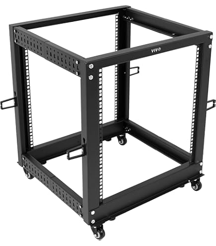 4 Post Rack Adjustable Depth Raising Electronics 27U 4-Post Open Server ...