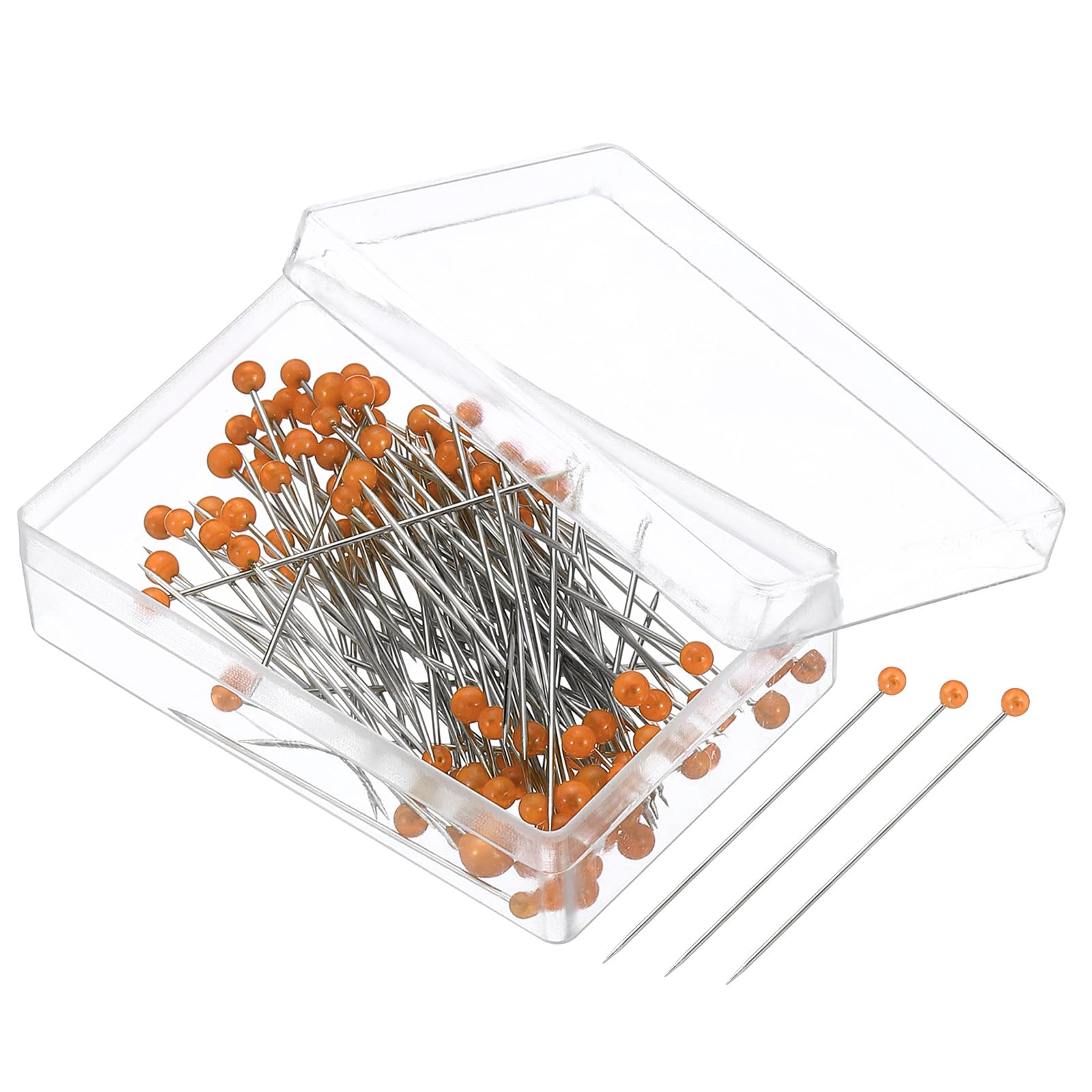 PATIKIL Sewing Pins, 400 Pcs 1 Inch Pearlized Ball Head Pins Straight Pin for Fabric, Decorative, Cloth Making, DIY, Orange