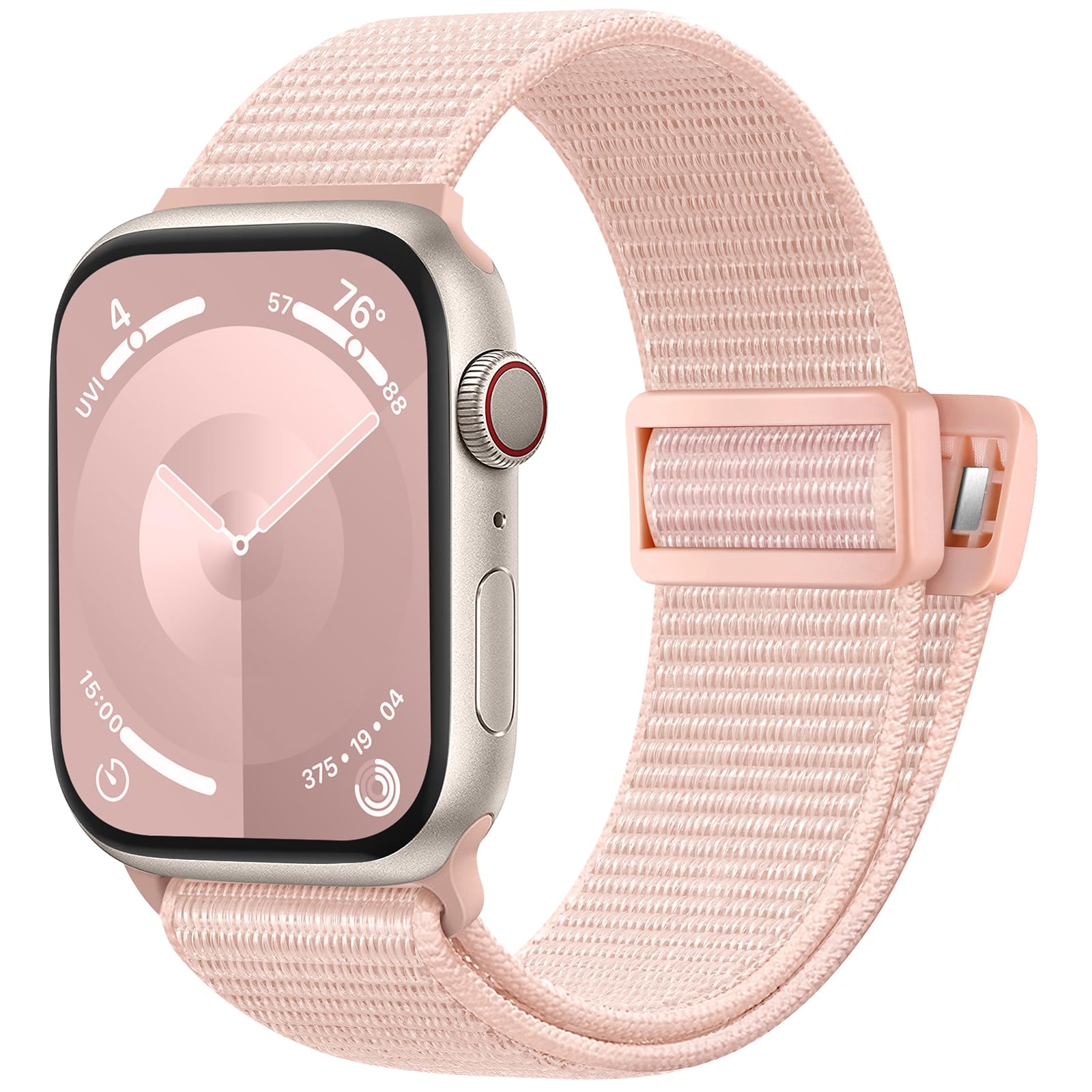 Easuny Solo Loop Strap Compatible with Apple Watch Straps 45mm 44mm 42mm 49mm, Braided Nylon Band Sport Stretchy Straps for Apple Watch SE/iWatch Series 9 8 7 6 5 4 3 2 1 Ultra 2/Ultra, Light Pink
