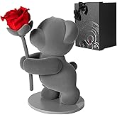 JoyFlower Preserved Flowers with Cute Teddy Bear, Eternal Real Rose Romantic Gift with Elegant Gift Box for Girlfriend Wife Her in Valentine's Day, Birthday, Christmas, Weddings, Anniversaries