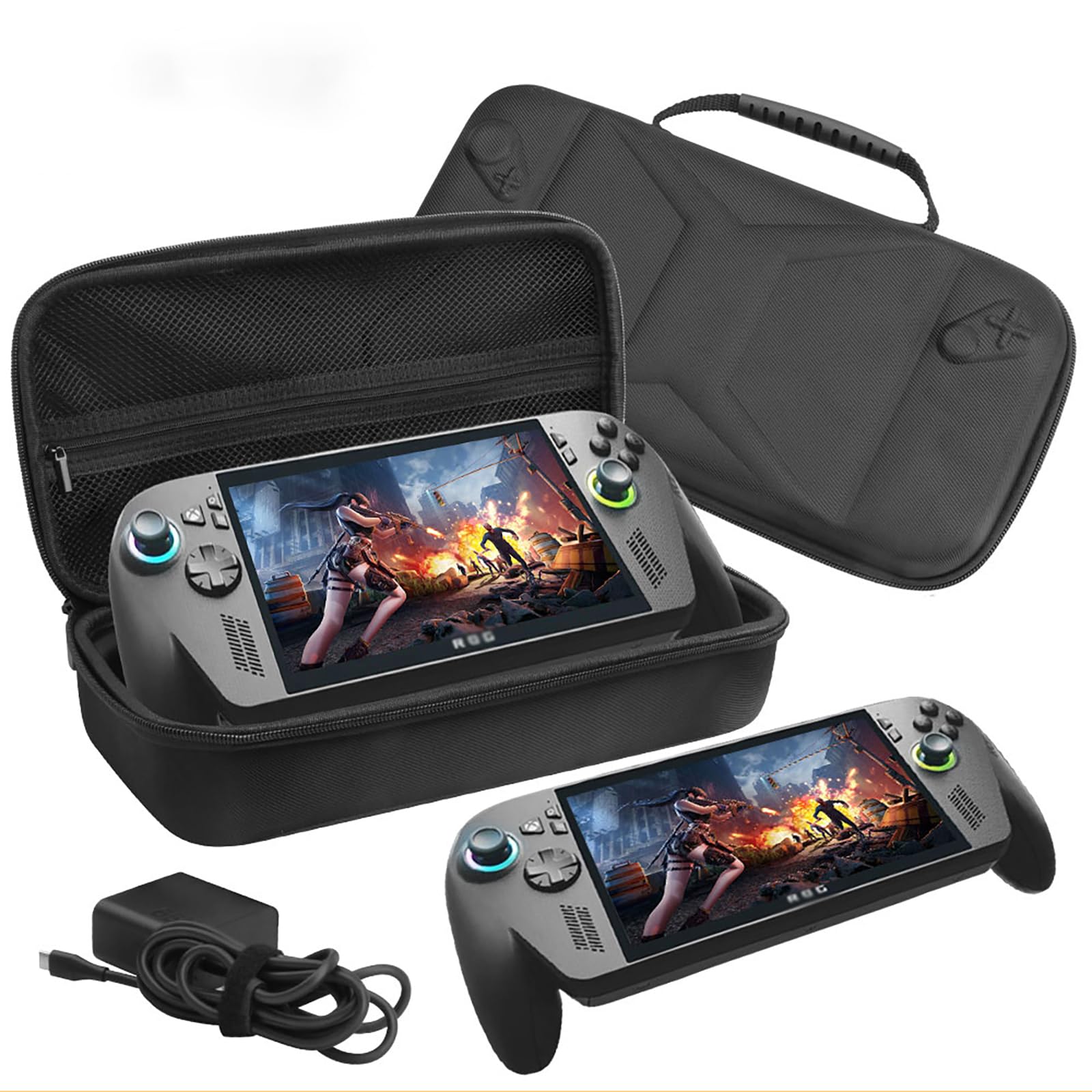 CBDYWVR Carrying Case for ROG Ally Gaming Console, Shock-Resistant and Shockproof, Compatible with ROG Ally X & Accessories, EVA Protective Bag with Mesh Pocket (Black03-EVA Bag)