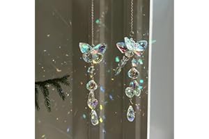 Crystal Butterfly Sun Catcher Window Hanging Decoration Rainbow Maker, Car Mirror Hanging Accessories, Rear View Mirror Hangi