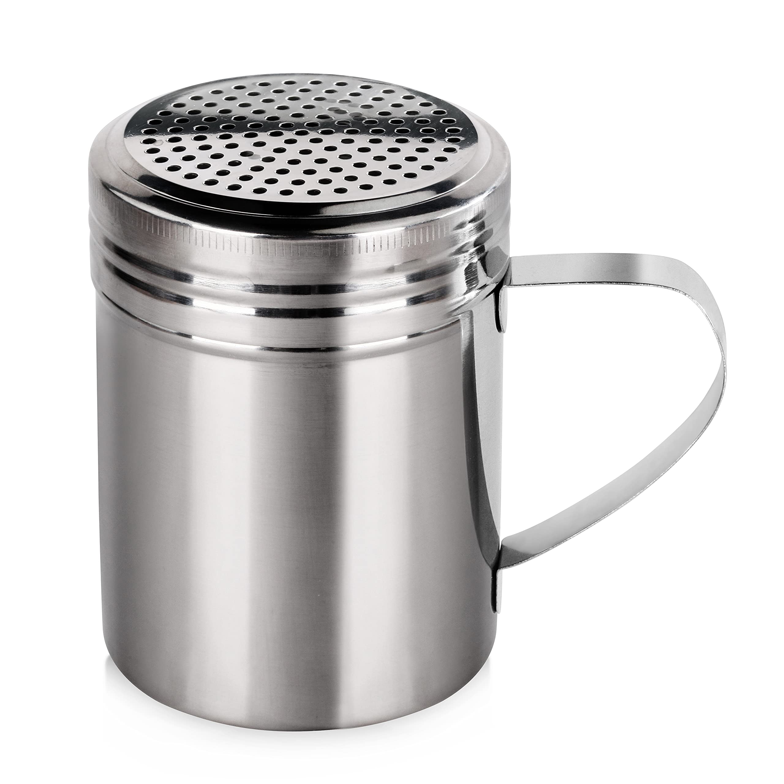 Photo 1 of New Star Foodservice 28485 Stainless Steel Dredge Shaker with Handle, 10-Ounce, Set of 2