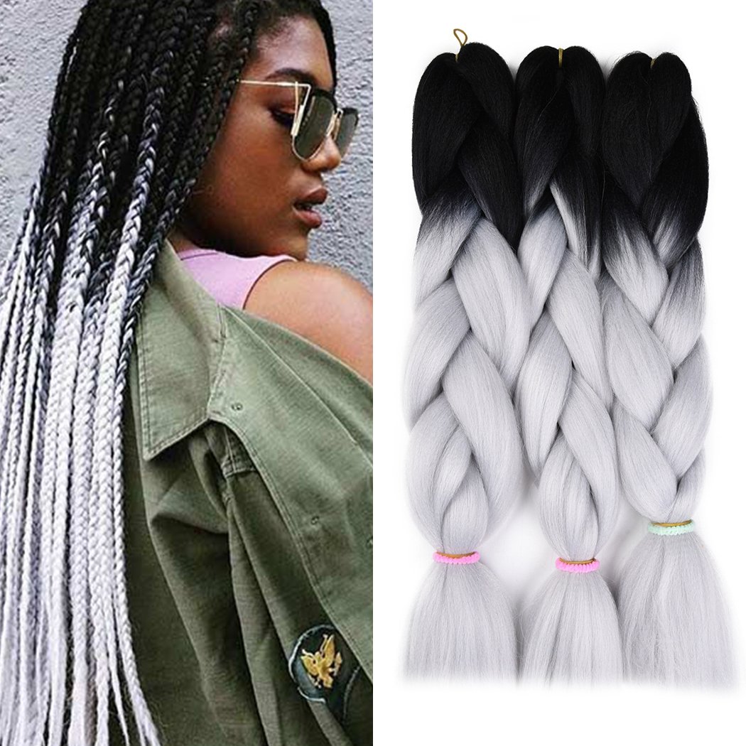 Ombre Color Jumbo Braiding Hair Crochet Twist Braids For Black Women Synthetic Braiding High Temperature Fiber 3pcs Lot Black White Buy Online In Macedonia At Macedonia Desertcart Com Productid 93689000 ombre color jumbo braiding hair crochet