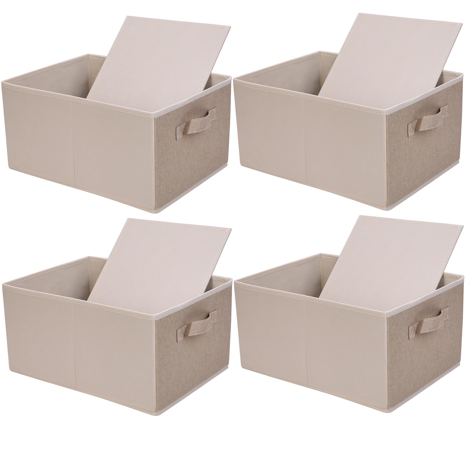 JAKAGO Foldable Wardrobe Storage Boxes 4 Pack, Superior Fabric Wardrobe Storage Organiser 39 x 29 x 20 cm, Clothes Drawers Organiser for Clothes Shirts Pants Towels Toys（Beige）